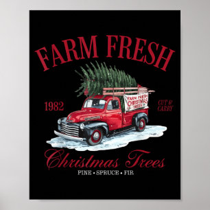 Vintage Farm Fresh Christmas Trees Farmhouse Ckup Poster