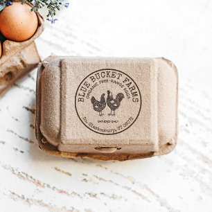 Vintage Farm Fresh Eggs Carton Label Rubber Stamp