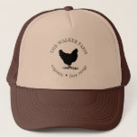 vintage farm fresh eggs trucker hat<br><div class="desc">Upgrade your homestead or family farm with this beautiful vintage egg carton sticker that coffee stain circle with chicken illustration. Customise with your own family name and be sure to check out our store for more items from this collection and choose between different colours that suit your needs.</div>