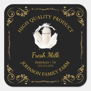 Vintage Farm Fresh Milk Square Label