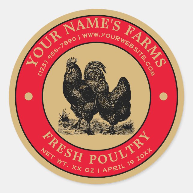 Vintage Farm Fresh Poultry Label Template (Front)