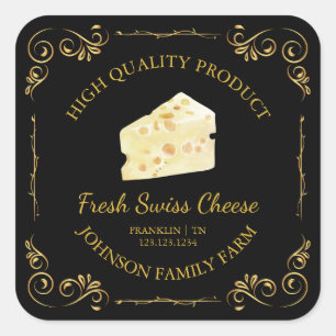 Vintage Farm Fresh Swiss Cheese Square Label