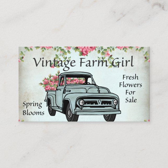 Vintage Farm girl add text Business Card (Front)