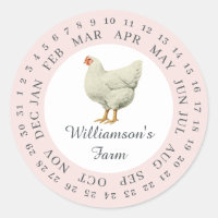 Vintage Farm Hen Encircled Date Egg Carton Pink