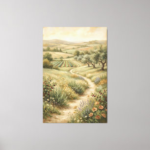 Vintage Farm Landscape Wall Art Canvas Print