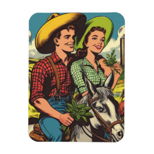 Vintage Farm Love Couple Comics Magnet