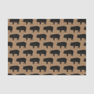 Vintage farm pig silhouette custom colour brown tissue paper