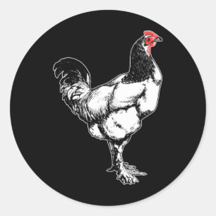 Vintage Farm Rooster Minimalist Chicken Design _4 Classic Round Sticker