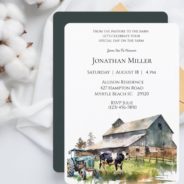 Vintage Farm Tractor Birthday Party Invitation (Creator Uploaded)