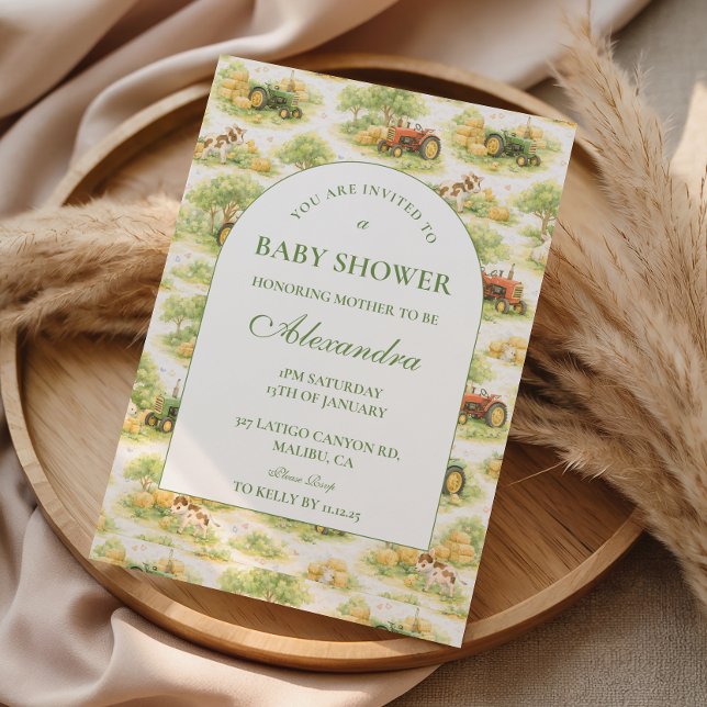 Vintage Farm Tractor Countryside Baby Shower Invitation (Creator Uploaded)