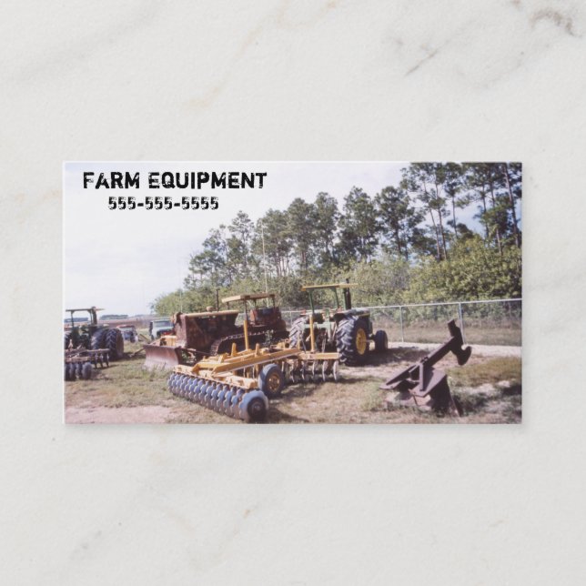 Vintage Farm Tractor Equipment Business Card (Front)