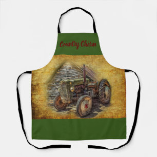 Vintage Farm Tractor Old Barn Shed Apron