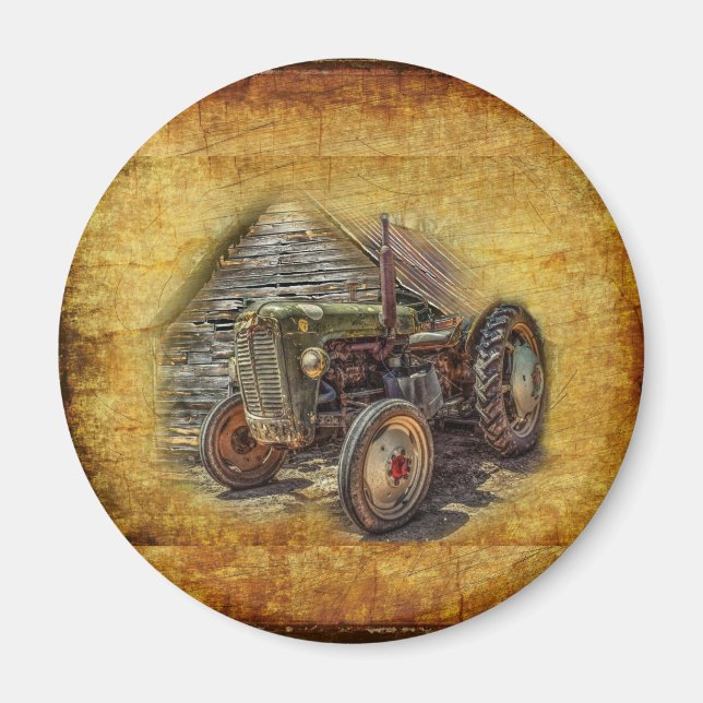 Vintage Farm Tractor Old Barn Shed Magnet (Front)