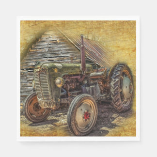 Vintage Farm Tractor Old Barn Shed Napkin