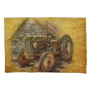Vintage Farm Tractor Old Barn Shed Pillowcase