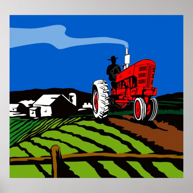 vintage farm tractor poster (Front)