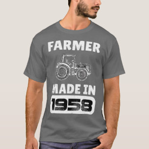 Vintage Farmer Born In 1958 65 Years Old Fathers D T-Shirt