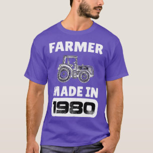 Vintage Farmer Born In 1980 43 Years Old Fathers D T-Shirt