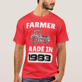 Vintage Farmer Born In 1983 40 Years Old Fathers D T-Shirt