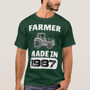 Vintage Farmer Born In 1987 36 Years Old Fathers D T-Shirt