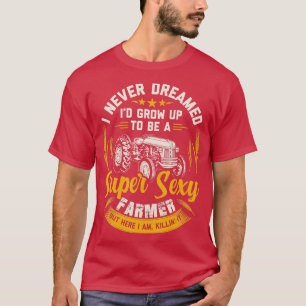 Vintage Farmer  Men Tractor Gift Boys Farm Rancher T-Shirt