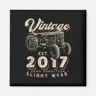 Vintage Farmer Tractor Established 2017 5th Birthd Magnet