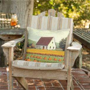 Vintage Farmhouse and Pumpkins Cushion