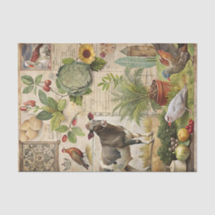Vintage Farmhouse Animal Collage Tissue Paper