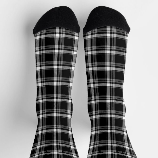 Vintage farmhouse black and white plaid pattern socks (Top)