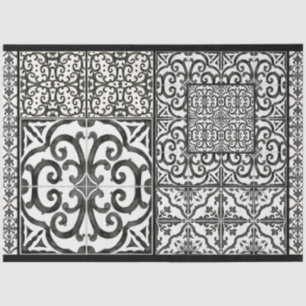 Vintage Farmhouse Black White Furniture Decoupage Tissue Paper