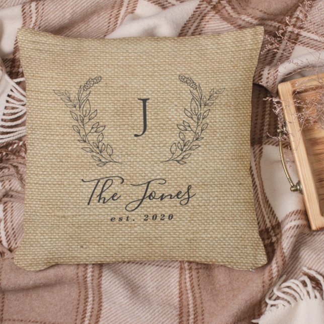 Vintage farmhouse family monogrammed  cushion (Creator Uploaded)