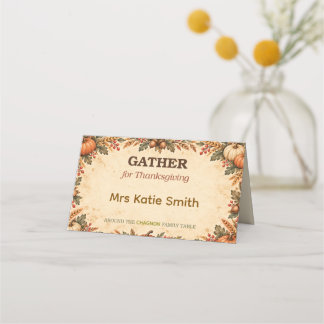 Vintage Farmhouse Gather Thanksgiving Place Card |