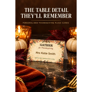 Vintage Farmhouse Gather Thanksgiving Place Card  