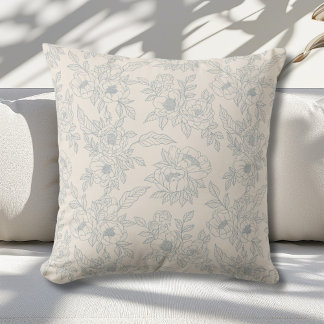 Vintage Farmhouse Homestead Flowers Throw Pillow