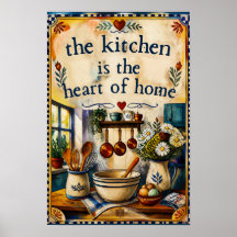 Vintage Farmhouse Kitchen Heart of Home Watercolor