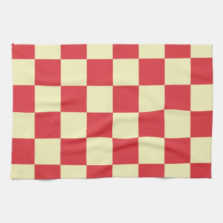 Vintage Farmhouse Red and Cream Chequered Tea Towel