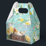 Vintage Farmhouse Rustic Hen & Floral Easter  Favour Box<br><div class="desc">Celebrate Easter with this vintage farmhouse favour box, featuring a beautifully illustrated hen resting in a rustic suitcase, surrounded by soft pastel florals on a delicate blue background. This shabby chic gift box is perfect for Easter treats, party favours, and spring celebrations. Whether you're hosting an Easter brunch, baby shower,...</div>