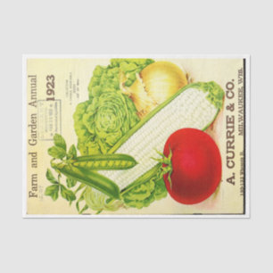 Vintage Farming Garden Vegetable Catalogue Decoupa Tissue Paper