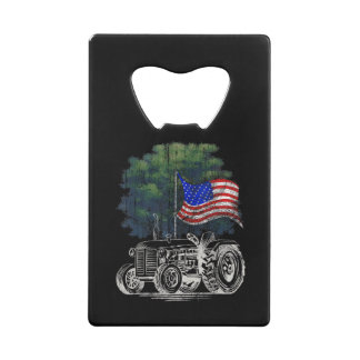 Vintage Farming Tractor American Flag Patriotic Fa