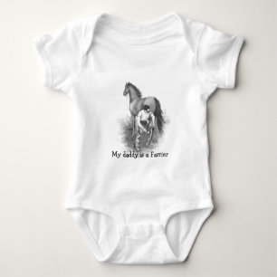 Vintage Farrier Horse Shoeing Black White Art Baby Bodysuit