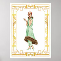 Vintage Fashion 20s Flapper Pant Dress Art
