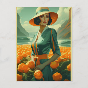 Vintage fashion advertising postcard