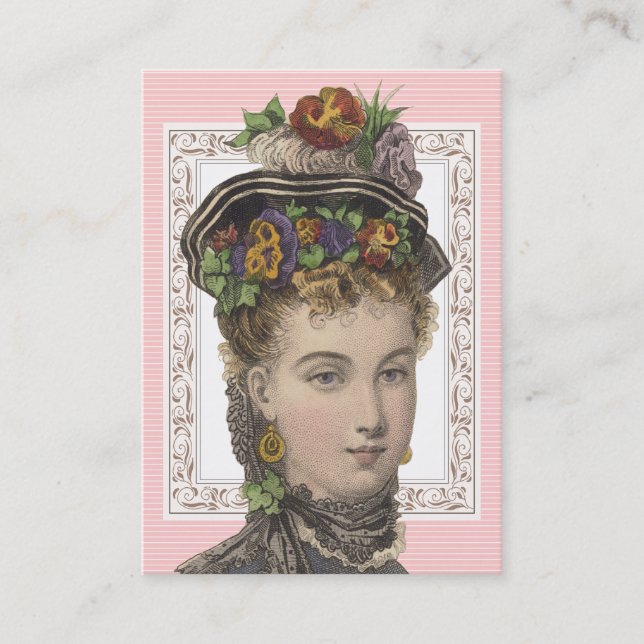 Vintage Fashion Beautiful Victorian Lady Business Card (Front)