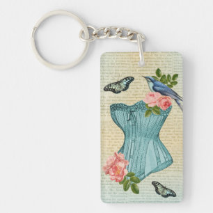 Vintage fashion bird flower & butterfly keychain