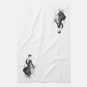 Vintage Fashion Borzoi Art Tea Towel