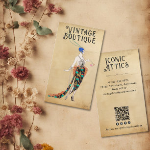 Vintage Fashion Boutique Seamstress Elegant Retro Business Card