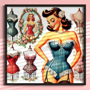 Vintage Fashion Corset Pin Up Poster
