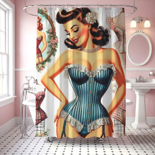 Vintage Fashion Corset Pin Up Shower Curtain