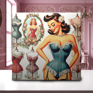 Vintage Fashion Corset Pin Up Tile