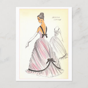 Vintage Fashion Design for Evening Gown Postcard